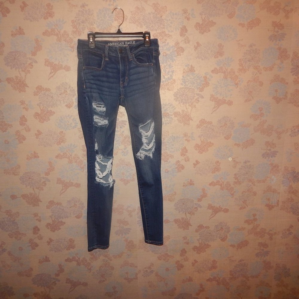 american eagle super stretch X distressed jeans